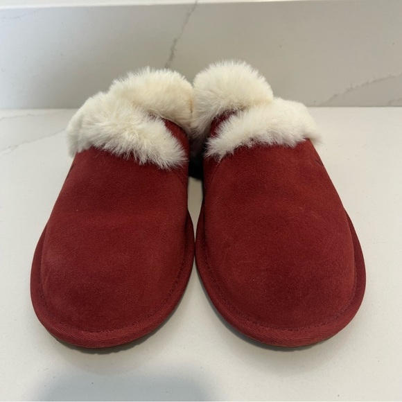 Koolaburra by UGG Milo Red Suede Slippers Faux Fur Lined Slip-On Size 8 - Picture 2 of 12